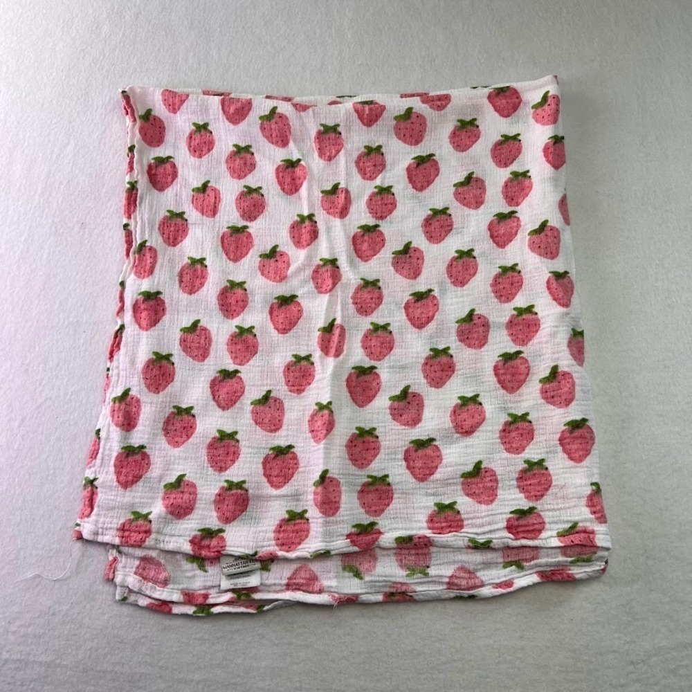 Manhattan Kids Muslin Swaddle Baby Blanket All Over Strawberries